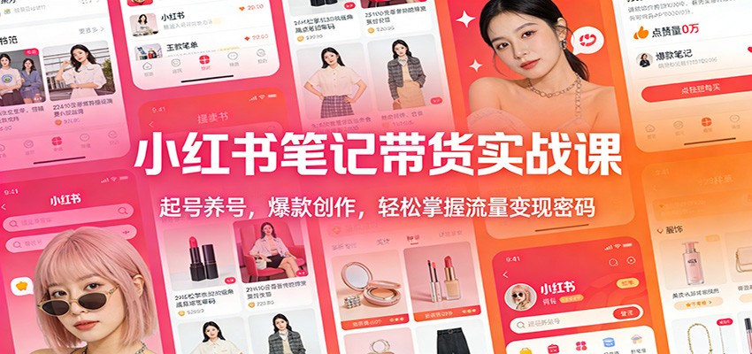 小红书笔记带货实战课：起号养号，爆款创作，轻松掌握流量变现密码-创领云聚