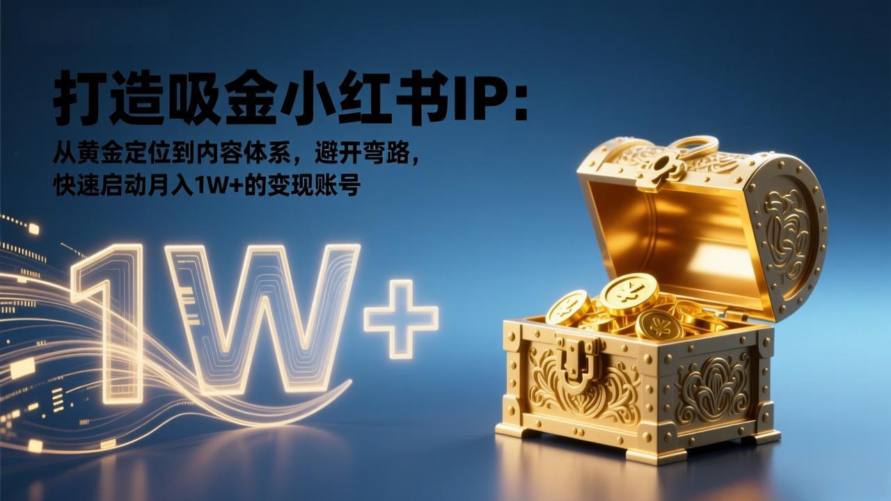 打造吸金小红书IP：从黄金定位到内容体系，避开弯路，快速启动月入1W+的变现账号-创领云聚