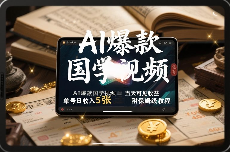 AI爆款国学视频，独家起号方法，小白直接上手，当天可见收益，单号日收入5张+附保姆级教程-创领云聚