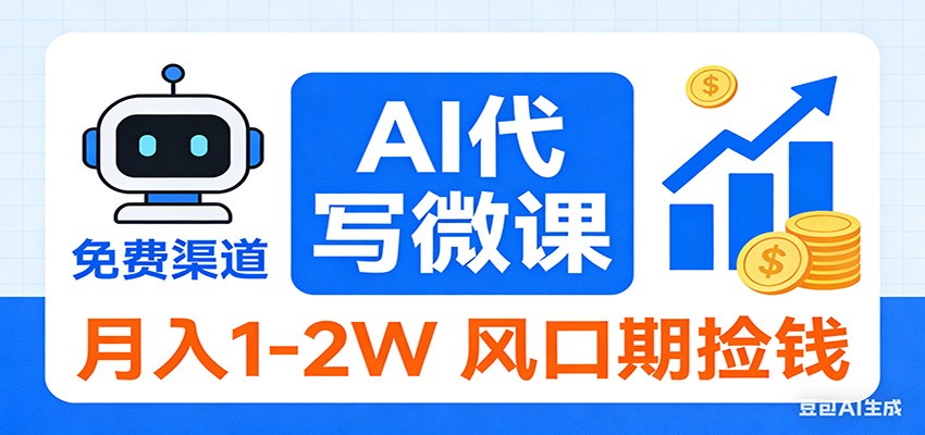 2026告别打工！AI 代写微课，提供免费渠道，月入 1-2W 风口期捡钱-创领云聚