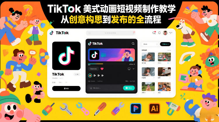 TikTok美式动画短视频制作教学，从创意构思到发布的全流程-创领云聚