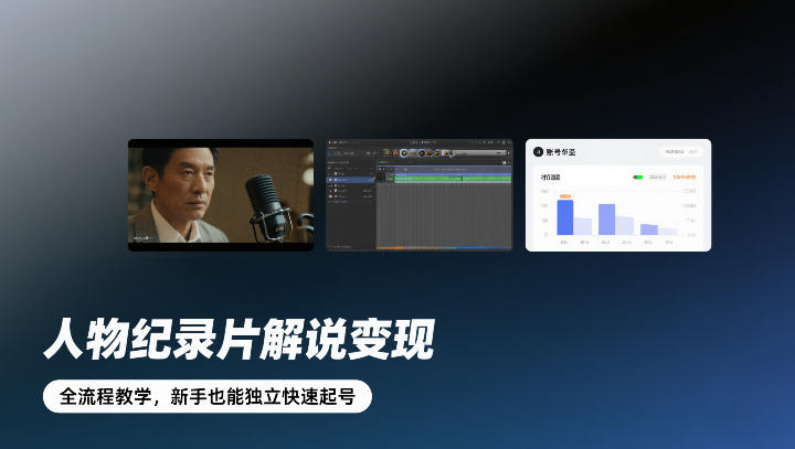 人物纪录片解说变现，全流程教学，新手也能独立快速起号-创领云聚