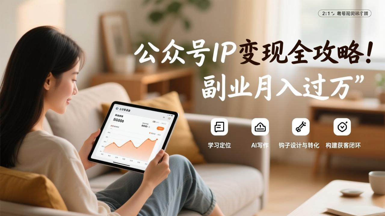 公众号IP变现全攻略，学习定位、AI写作、钩子设计与转化，构建获客闭环，副业月入过万-创领云聚