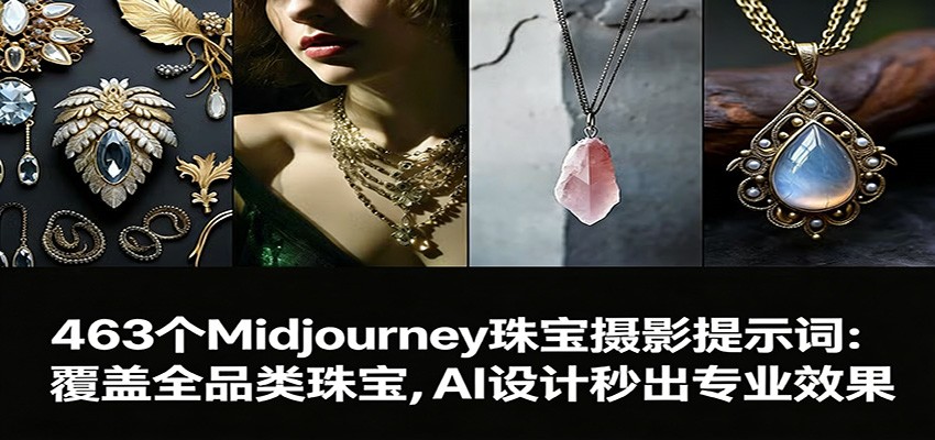 463个Midjourney珠宝摄影提示词：覆盖全品类珠宝，AI设计秒出专业效果-创领云聚