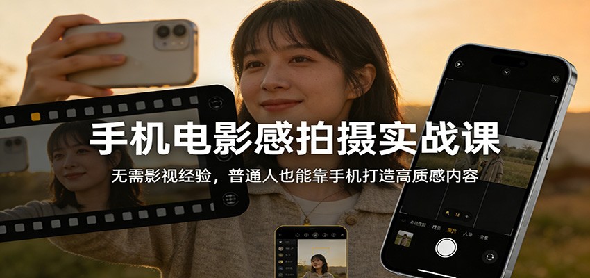 手机电影感拍摄实战课：无需影视经验，普通人也能靠手机打造高质感内容-创领云聚