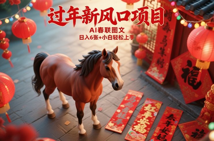 过年新风口项目，用ai春联图文，日入6张+小白轻松上手【揭秘】-创领云聚