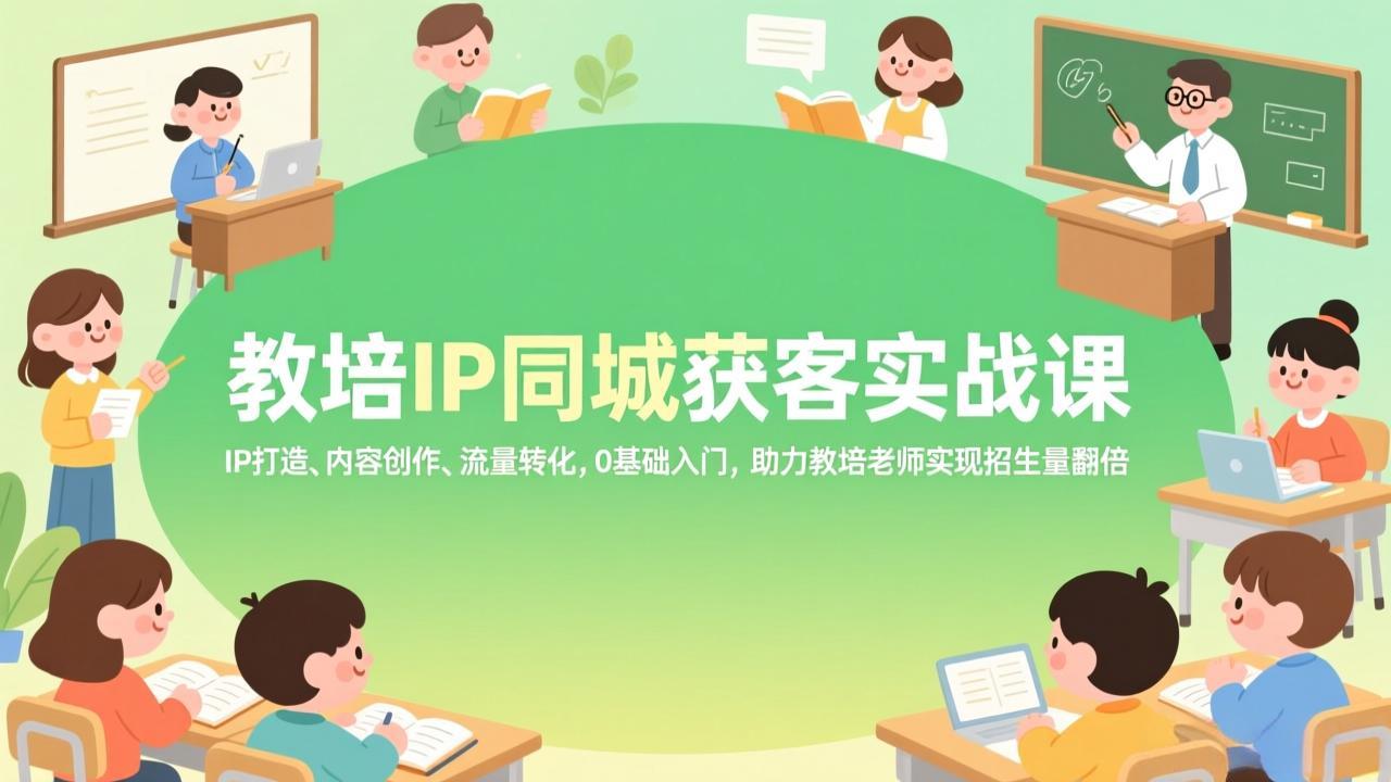 教培IP同城获客实战课，IP打造、内容创作、流量转化，0基础入门，助力教培老师实现招生量翻倍-创领云聚