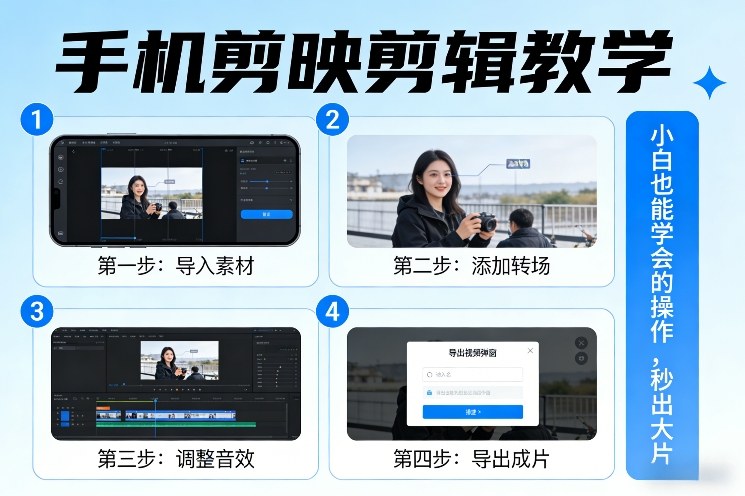 手机剪映剪辑教学，小白也能学会的操作，秒出大片-创领云聚