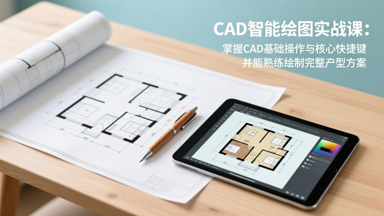 CAD智能绘图实战课：掌握CAD基础操作与核心快捷键，并能熟练绘制完整户型方案-创领云聚