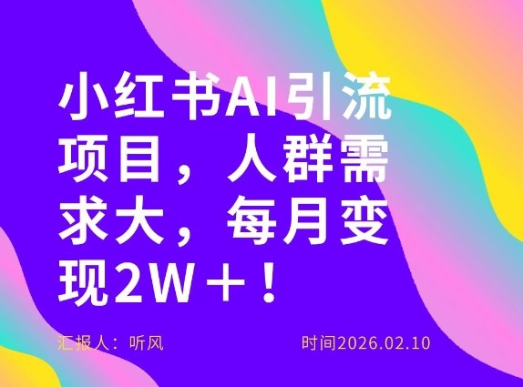 她通过这个AI项目每月做到2W＋的收入，最新小红书AI项目，人群需求大！-创领云聚
