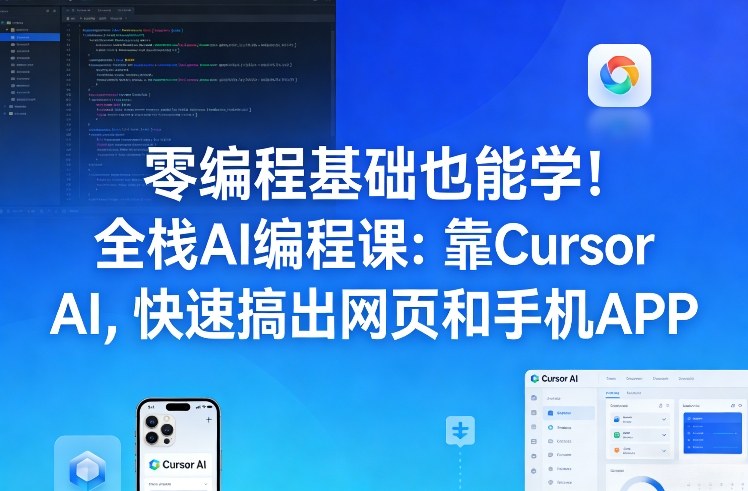 零编程基础也能学！全栈AI编程课：靠Cursor AI，快速搞出网页和手机APP-创领云聚