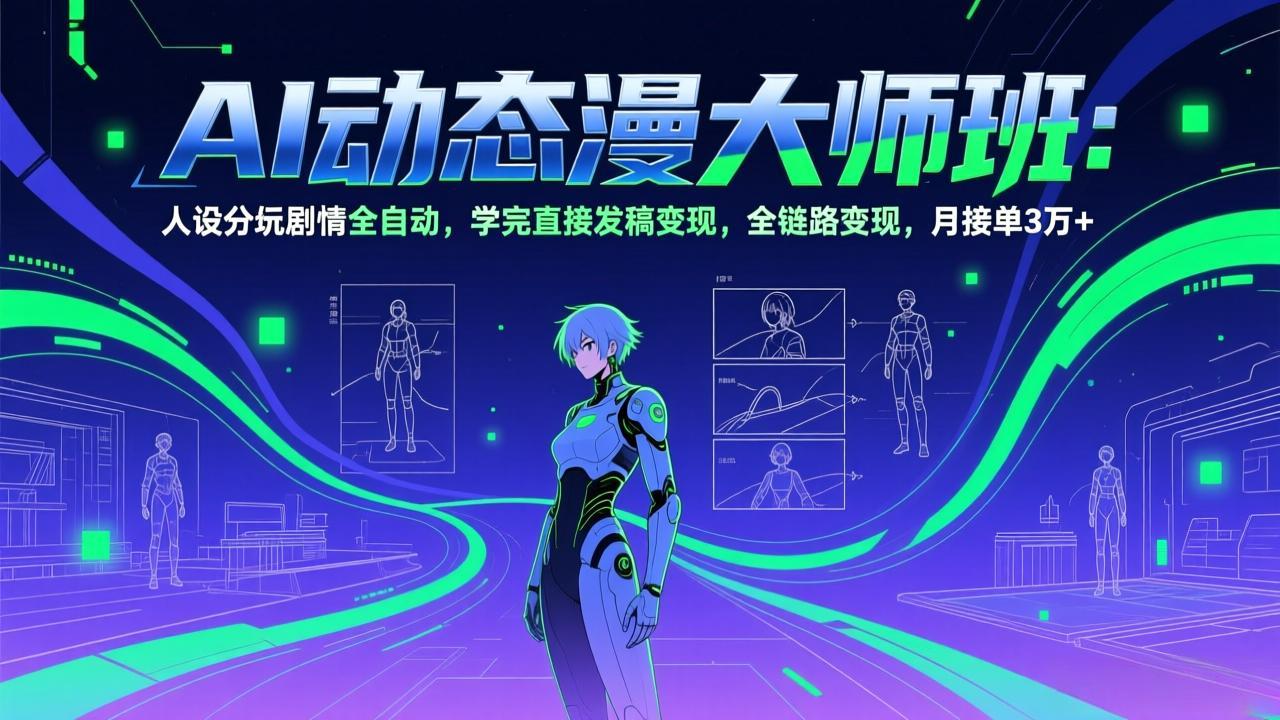 AI动态漫剧大师班：人设分镜剧情全自动，学完直接发稿变现，全链路变现，月接单3万+-创领云聚