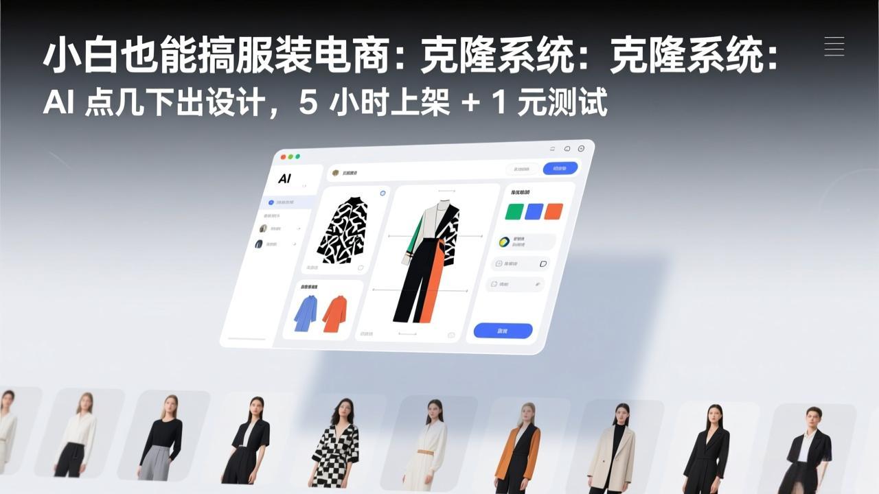 小白也能搞服装电商：克隆系统：AI 点几下出设计，5 小时上架 + 1 元测试-创领云聚