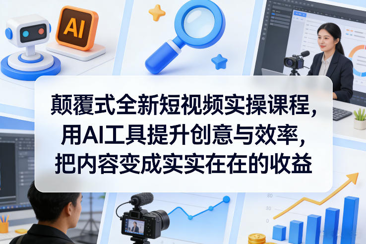 颠覆式全新短视频实操课程，用AI工具提升创意与效率，把内容变成实实在在的收益-创领云聚