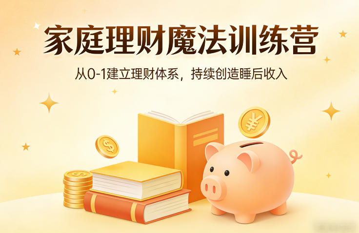 家庭理财魔法训练营，从0-1建立理财体系，持续创造睡后收入-创领云聚