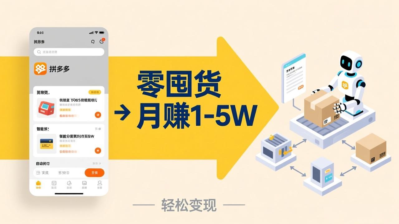 不用囤货不用跑单！拼多多虚拟玩法，机器人管理发货和客服，帮你月赚 1-5W-创领云聚