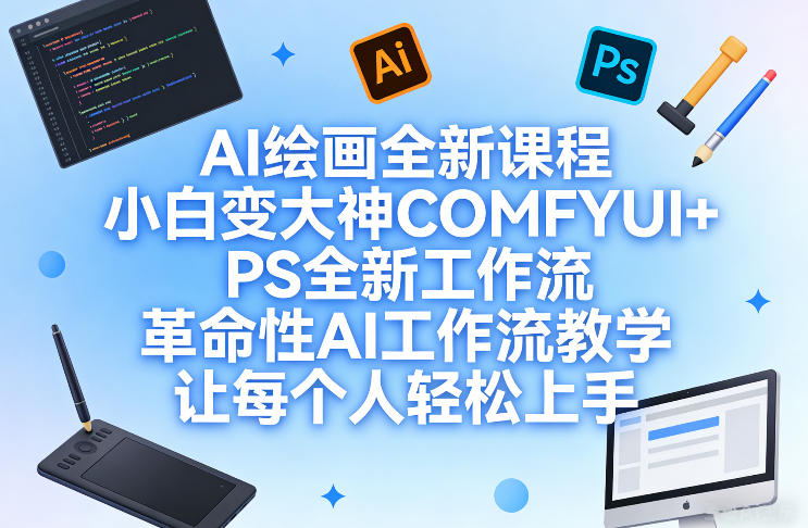 AI绘画全新课程，小白变大神COMFYUI+PS全新工作流，革命性AI工作流教学，让每个人轻松上手-创领云聚