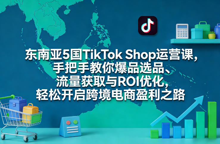 东南亚5国TikTok Shop运营课，手把手教你爆品选品、流量获取与ROI优化，轻松开启跨境电商盈利之路-创领云聚