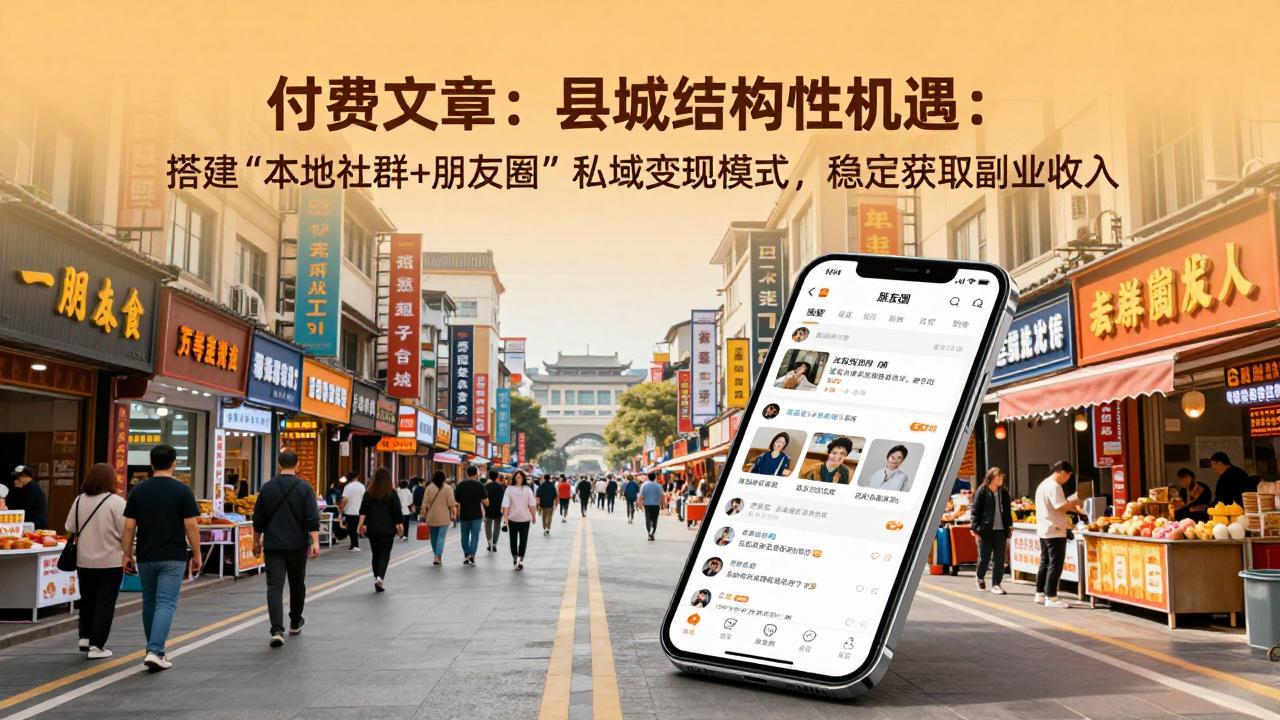 付费文章：县城结构性机遇：搭建“本地社群+朋友圈”私域变现模式，稳定获取副业收入-创领云聚