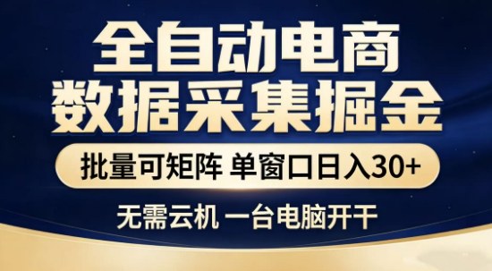 独家电商数据全自动采集项目，批量可矩阵，单窗口轻松日入3张+【揭秘】-创领云聚