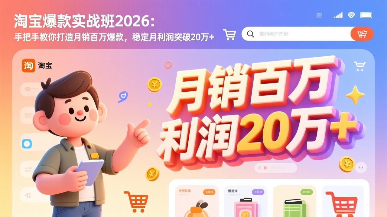 淘宝爆款实战班-2026年3月更新：手把手教你打造月销百万爆款，稳定月利润突破20万+-创领云聚