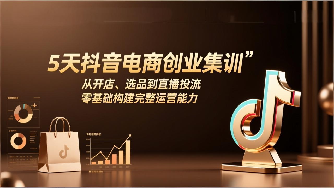 5天抖音电商创业集训：从开店、选品到直播投流，零基础构建完整运营能力-创领云聚