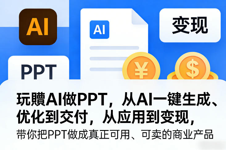玩賺AI做PPT，从AI一键生成、优化到交付，从应用到变现，带你把PPT做成真正可用、可卖的商业产品-创领云聚