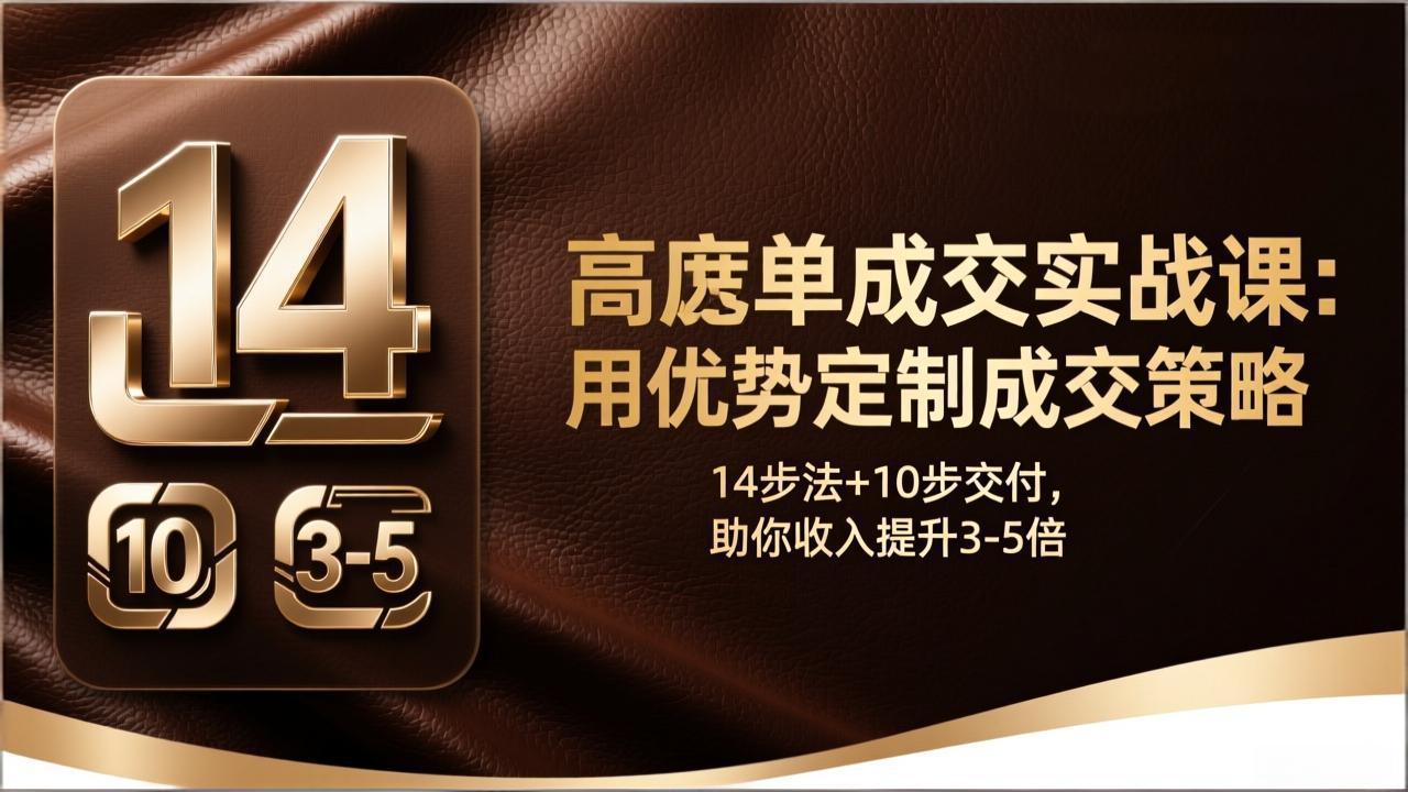 高客单成交实战课：用优势定制成交策略，14步法+10步交付，助你收入提升3-5倍-创领云聚