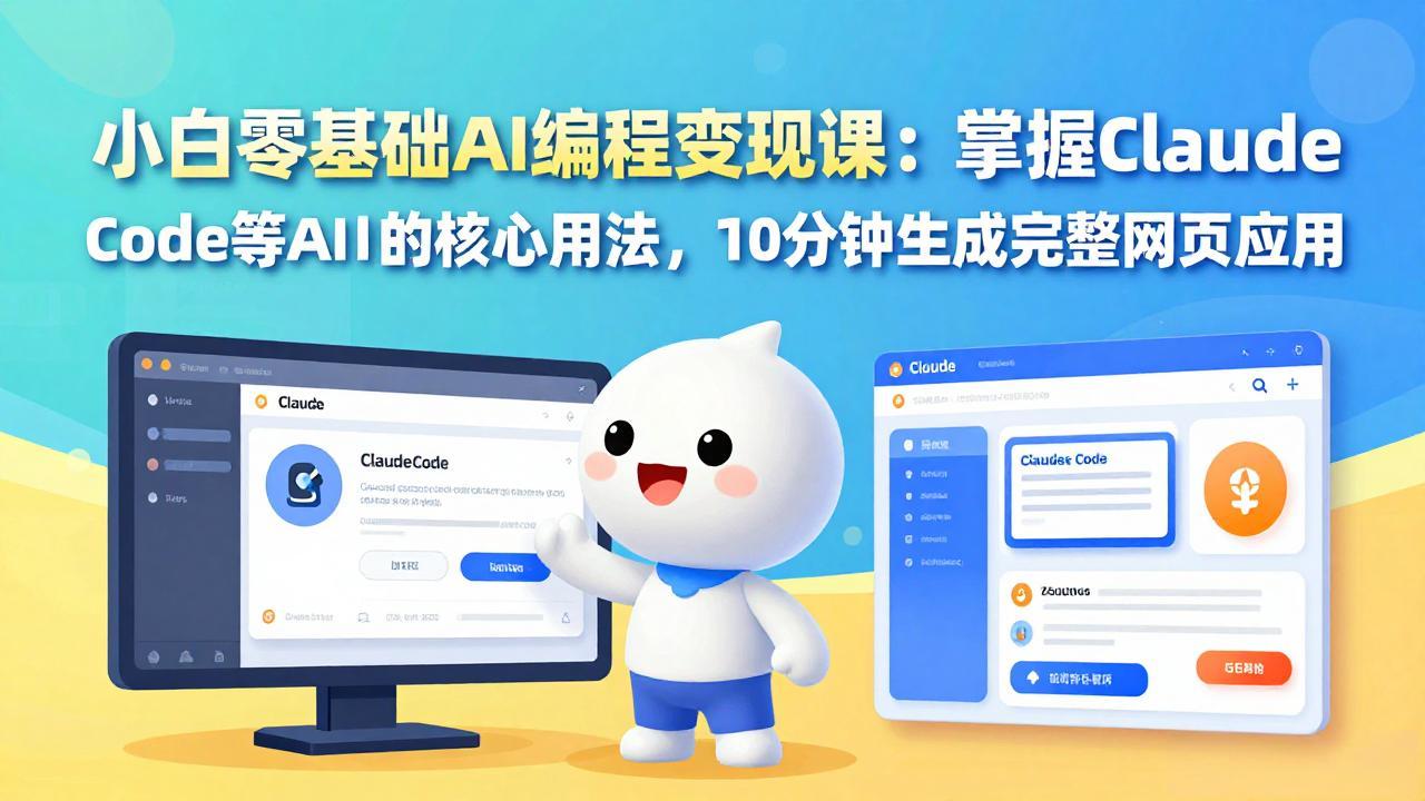 小白零基础AI编程变现课：掌握Claude Code等AI工具的核心用法，10分钟生成完整网页应用-创领云聚