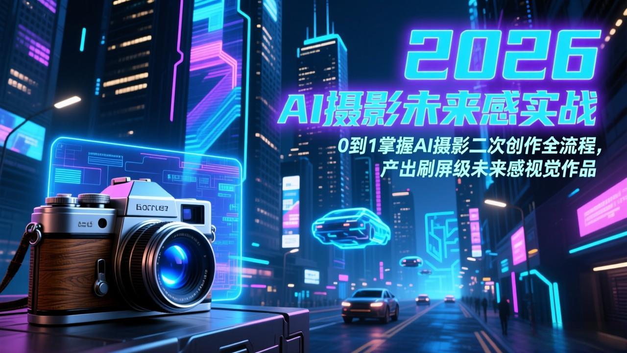 2026 AI摄影未来感实战：0到1掌握AI摄影二次创作全流程，产出刷屏级未来感视觉作品-创领云聚