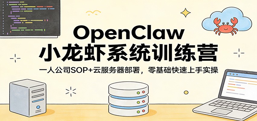 OpenClaw小龙虾系统训练营：一人公司SOP，云服务器部署，零基础快速上手实操-创领云聚