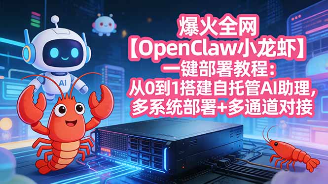 爆火全网【OpenClaw 小龙虾】一键部署教程：从0到1搭建自托管AI助理，多系统部署+多通道对接-创领云聚