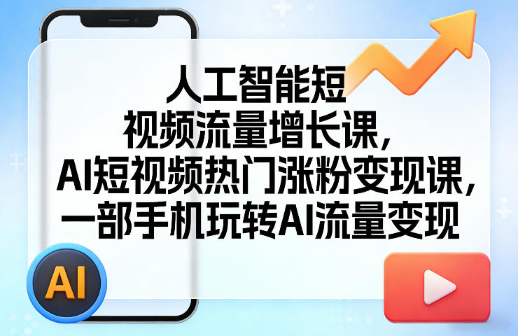 人工智能短视频流量增长课，AI短视频热门涨粉变现课，一部手机玩转AI流量变现-创领云聚