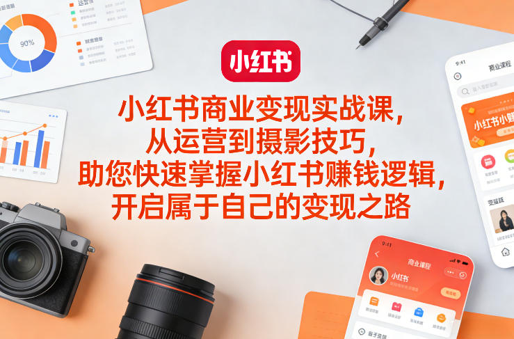 小红书商业变现实战课，从运营到摄影技巧，助您快速掌握小红书賺钱逻辑，开启属于自己的变现之路-创领云聚
