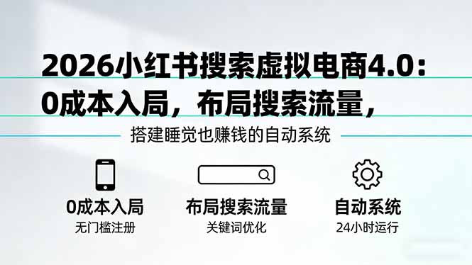 2026小红书搜索虚拟电商4.0：0成本入局，布局搜索流量，搭建睡觉也赚钱的自动系统-创领云聚