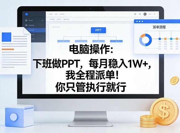 电脑操作：下班做PPT，每月稳入1W+，我全程派单！你只管执行就行【揭秘】-创领云聚