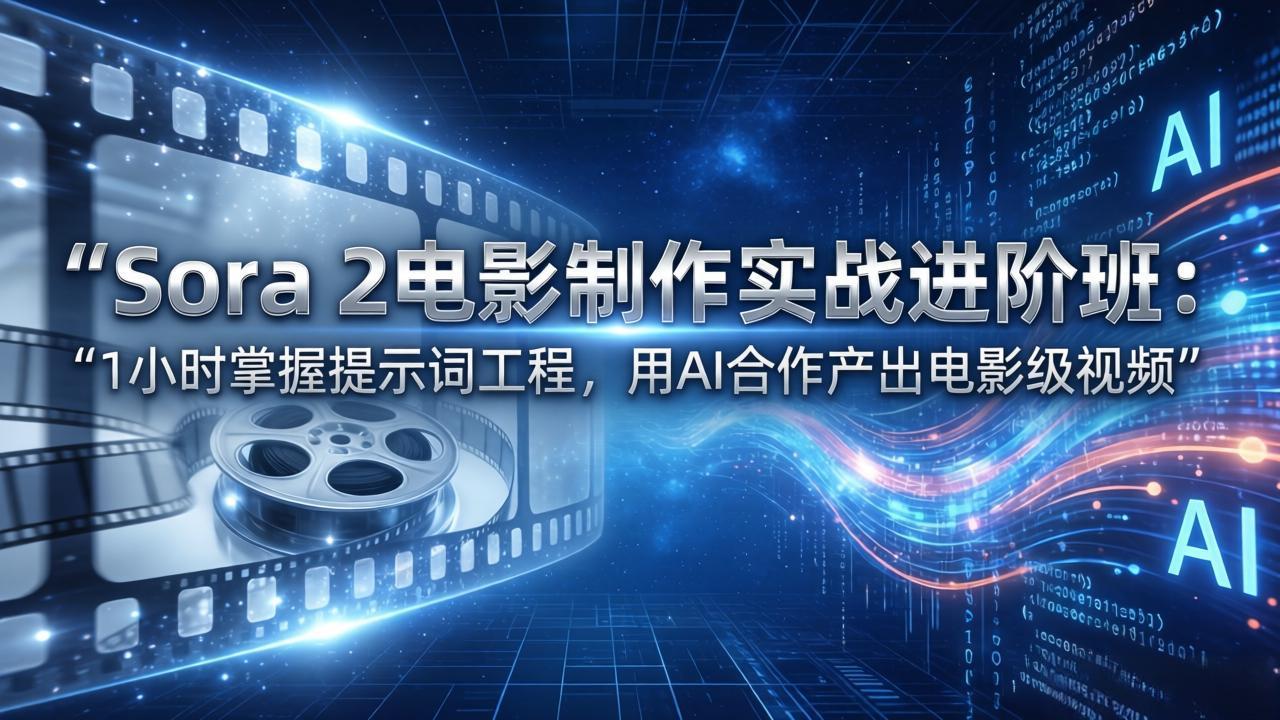 Sora 2电影制作实战进阶班：1小时掌握提示词工程，用AI合作产出电影级视频-创领云聚