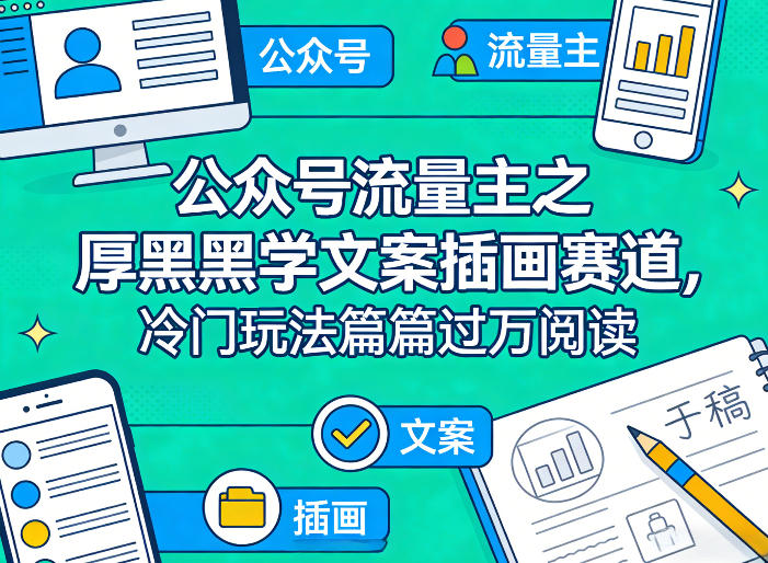 公众号流量主之厚黑学文案插画赛道，冷门玩法篇篇过万阅读-创领云聚