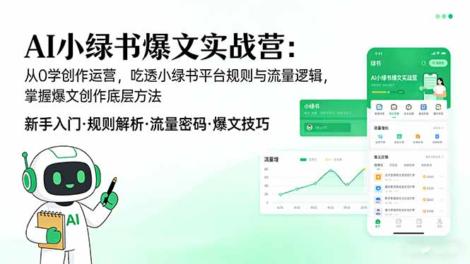 AI 小绿书爆文实战营：从0学创作运营，吃透小绿书平台规则与流量逻辑，掌握爆文创作底层方法-创领云聚