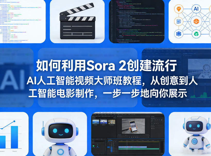 如何利用Sora 2创建流行AI人工智能视频大师班教程，从创意到人工智能电影制作，一步一步地向你展示-创领云聚