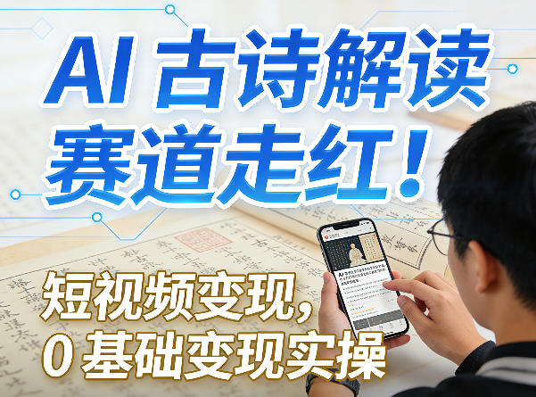 AI古诗解读赛道走红！短视频变现，0基础变现实操-创领云聚