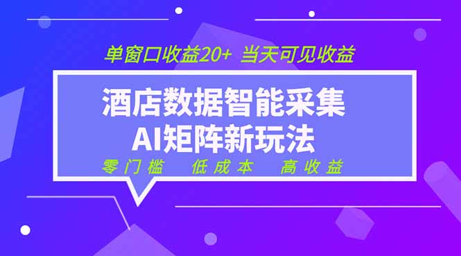 2026酒店数据采集ai智能矩阵新风口  低成本   高收益   当天见收益   单窗口20+-智享云联