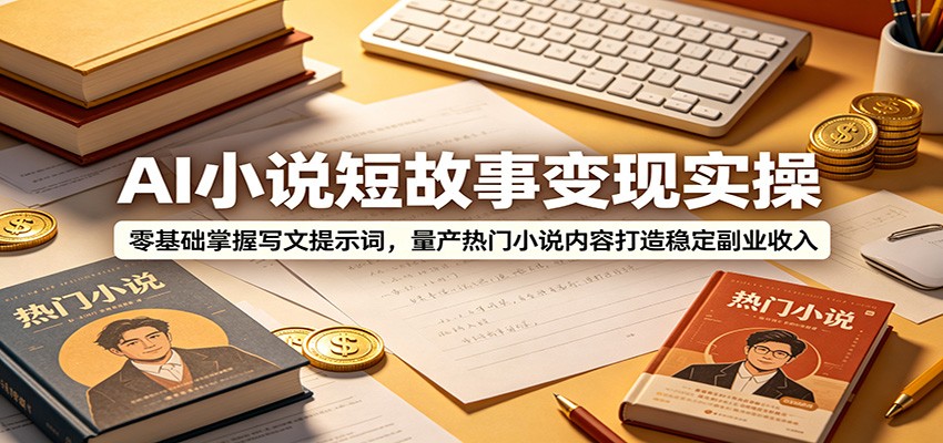 AI小说短故事变现实操：零基础掌握写文提示词，量产热门小说内容打造稳定副业收入-智享云联