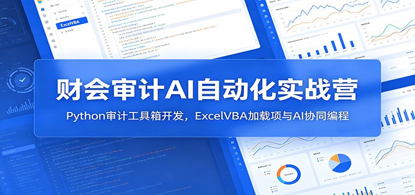 财会审计AI自动化实战营：Python审计工具箱开发，ExcelVBA加载项与AI协同编程-智享云联