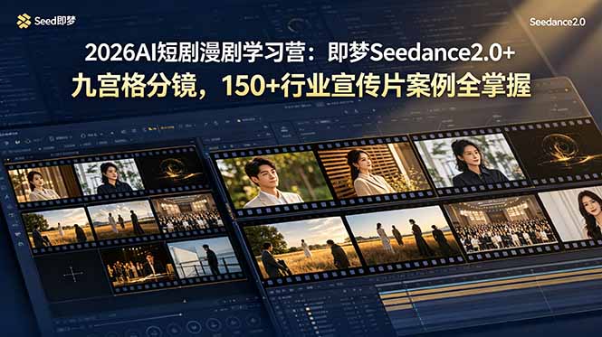 2026AI短剧漫剧学习营：即梦Seedance2.0+九宫格分镜，150+行业宣传片案例全掌握-智享云联