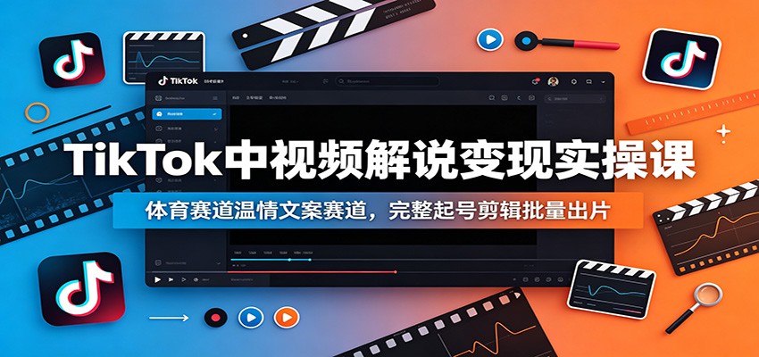 TikTok中视频解说变现实操课：体育赛道温情文案赛道，完整起号剪辑批量出片-智享云联