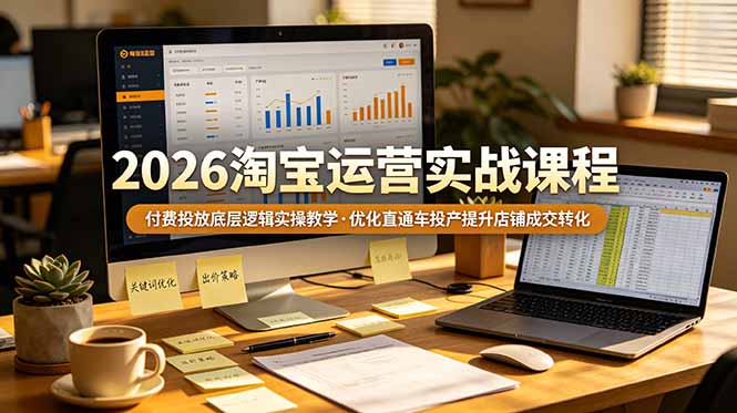 2026 淘宝运营实战课程，付费投放底层逻辑实操教学，优化直通车投产提升店铺成交转化-智享云联