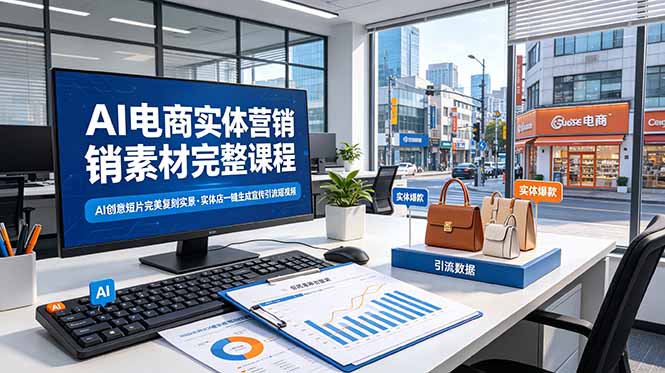 AI电商实体营销素材完整课程，AI创意短片完美复刻实景，实体店一键生成宣传引流短视频-智享云联