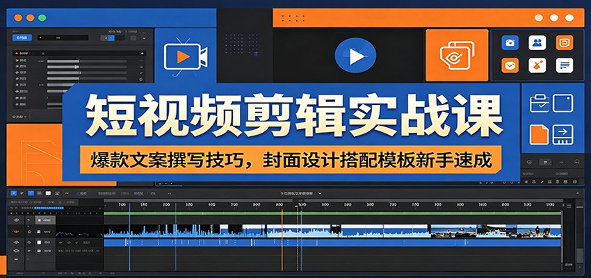 短视频剪辑实战课：爆款文案撰写技巧，封面设计搭配模板新手速成-智享云联