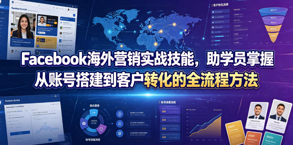 Facebook海外营销实战技能，助学员掌握从账号搭建到客户转化的全流程方法-智享云联